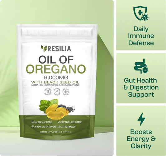 Oregano Oil 𝐂𝐚𝐩𝐬𝐮𝐥𝐞𝐬 - Oil of Oregano with Black Seed Oil 6000Mg | Non-Gmo - Gluten Free - 180 𝐒𝐨𝐟𝐭𝐠𝐞𝐥（L-1）